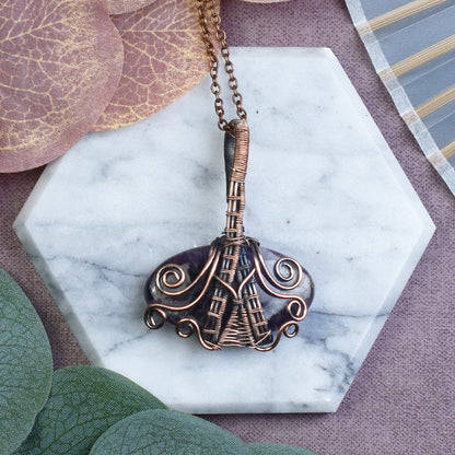 Miedziany Wisiorek Wire Wrapping z Ametystem