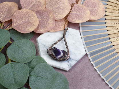 Miedziany Wisiorek Wire Wrapping z Ametystem