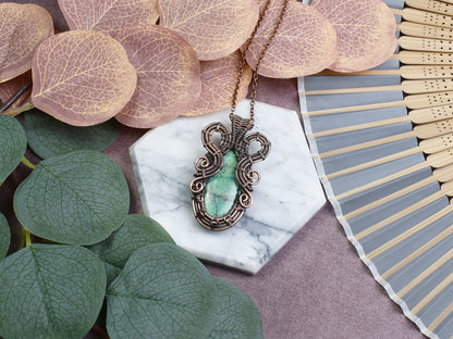 Miedziany Wisiorek Wire Wrapping z Shattuckitem