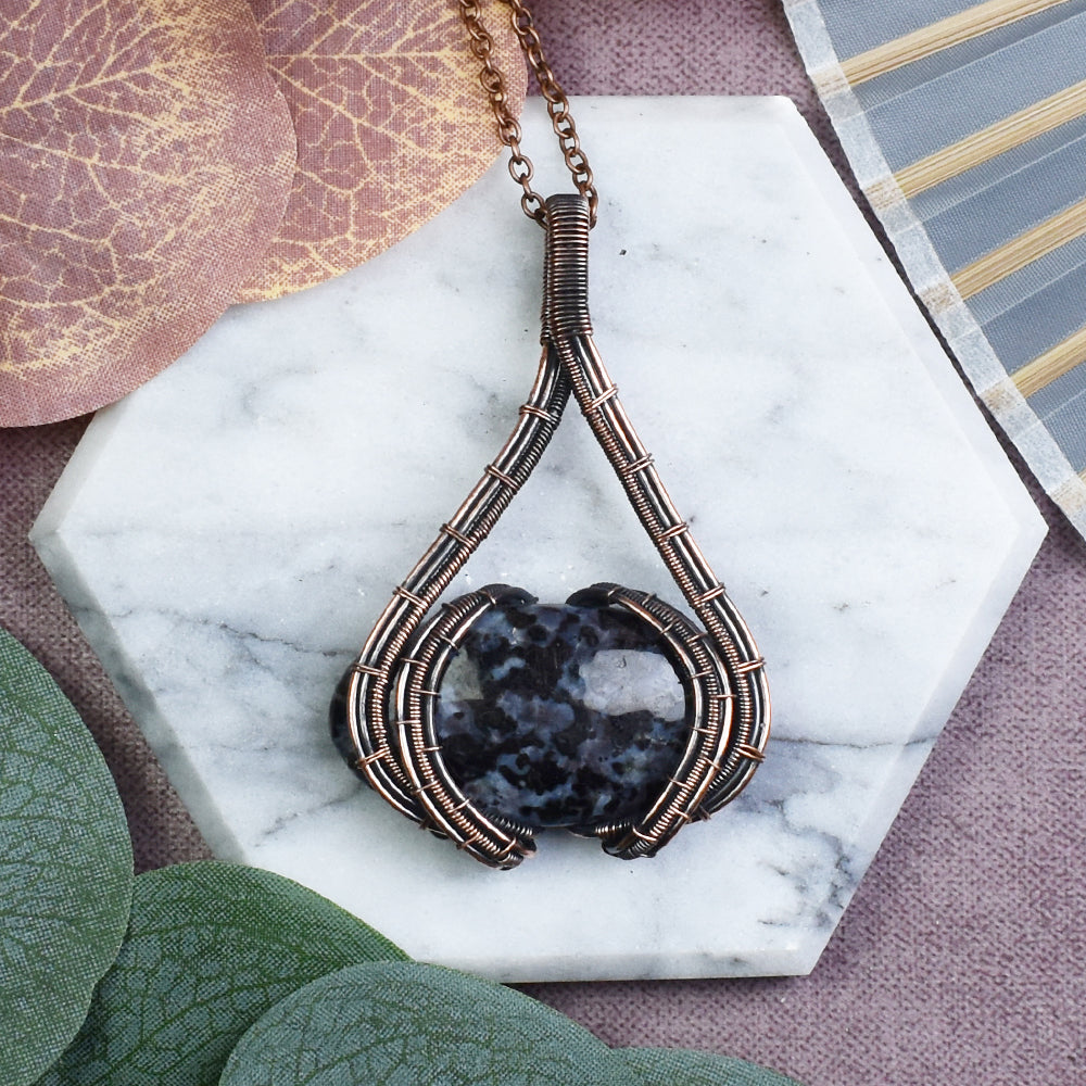 Miedziany Wisiorek Wire Wrapping z Jaspisem Garbo