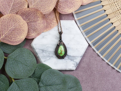 Miedziany Wisiorek Wire Wrapping z Jaspisem Imperialnym