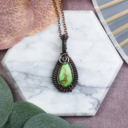 Miedziany Wisiorek Wire Wrapping z Jaspisem Imperialnym