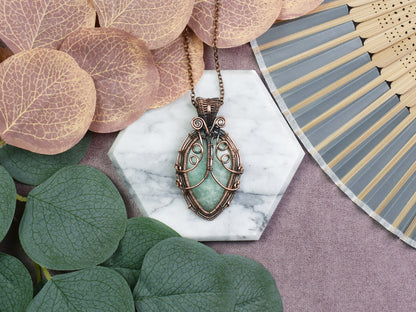 Miedziany Wisiorek Wire-Wrapping z Amazonitem