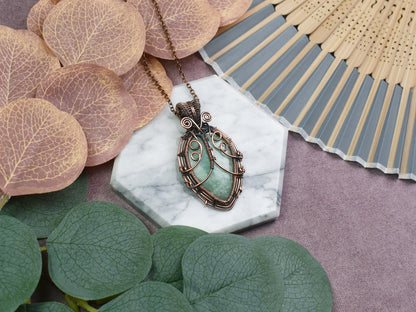 Miedziany Wisiorek Wire-Wrapping z Amazonitem