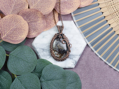 Miedziany Wisiorek Wire Wrapping z Jaspisem Coffee Bean