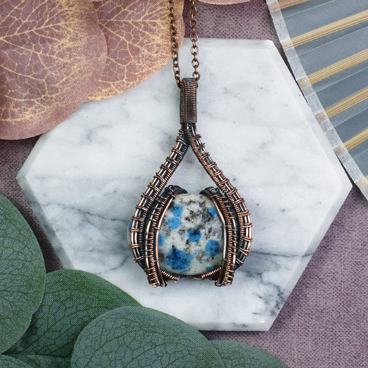 Copper Wire-Wrapped Pendant with K2 Stone