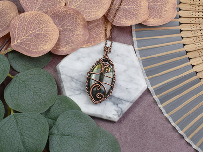 Miedziany Wisiorek Wire-Wrapping z Labradorytem