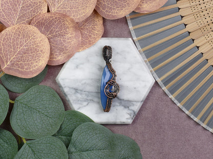 Miedziany Wisiorek Wire-Wrapping z Chalcedonem