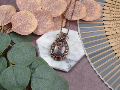 Miedziany Wisiorek Wire Wrapping z Mookaitem