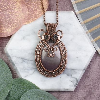 Miedziany Wisiorek Wire Wrapping z Mookaitem