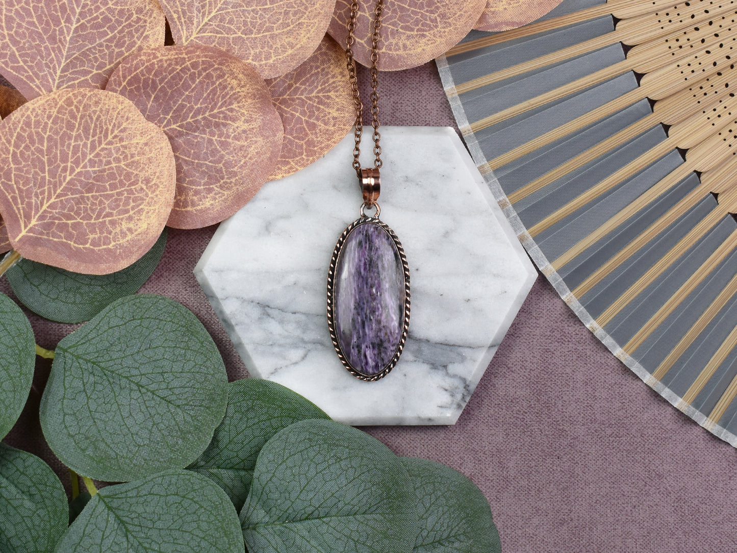 Copper Pendant with Charoite