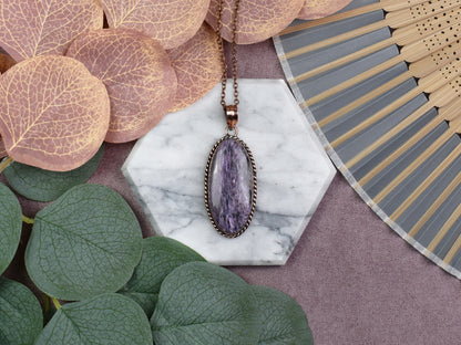 Copper Pendant with Charoite