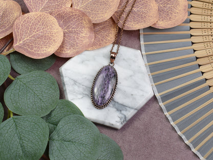 Copper Pendant with Charoite