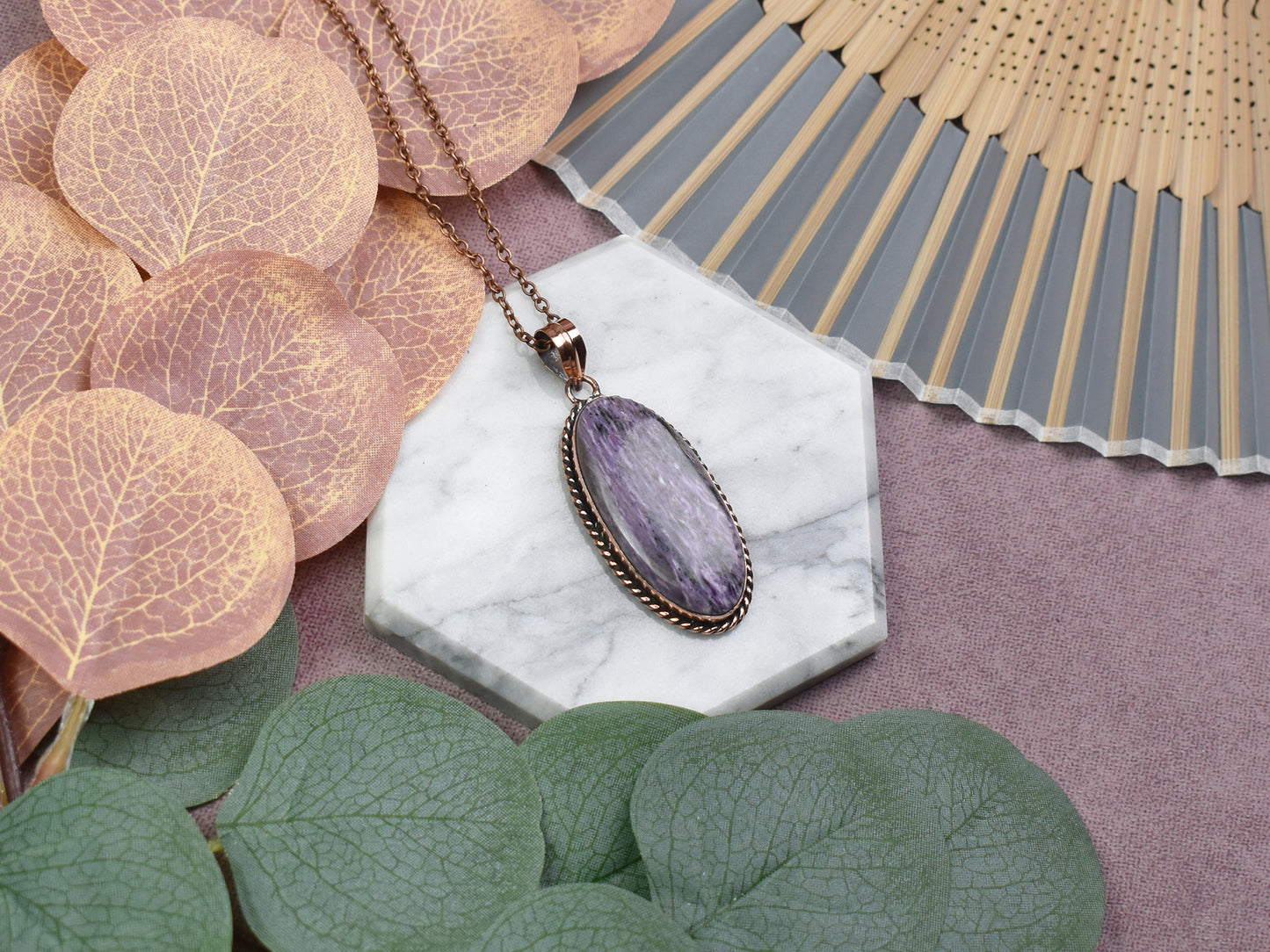 Copper Pendant with Charoite