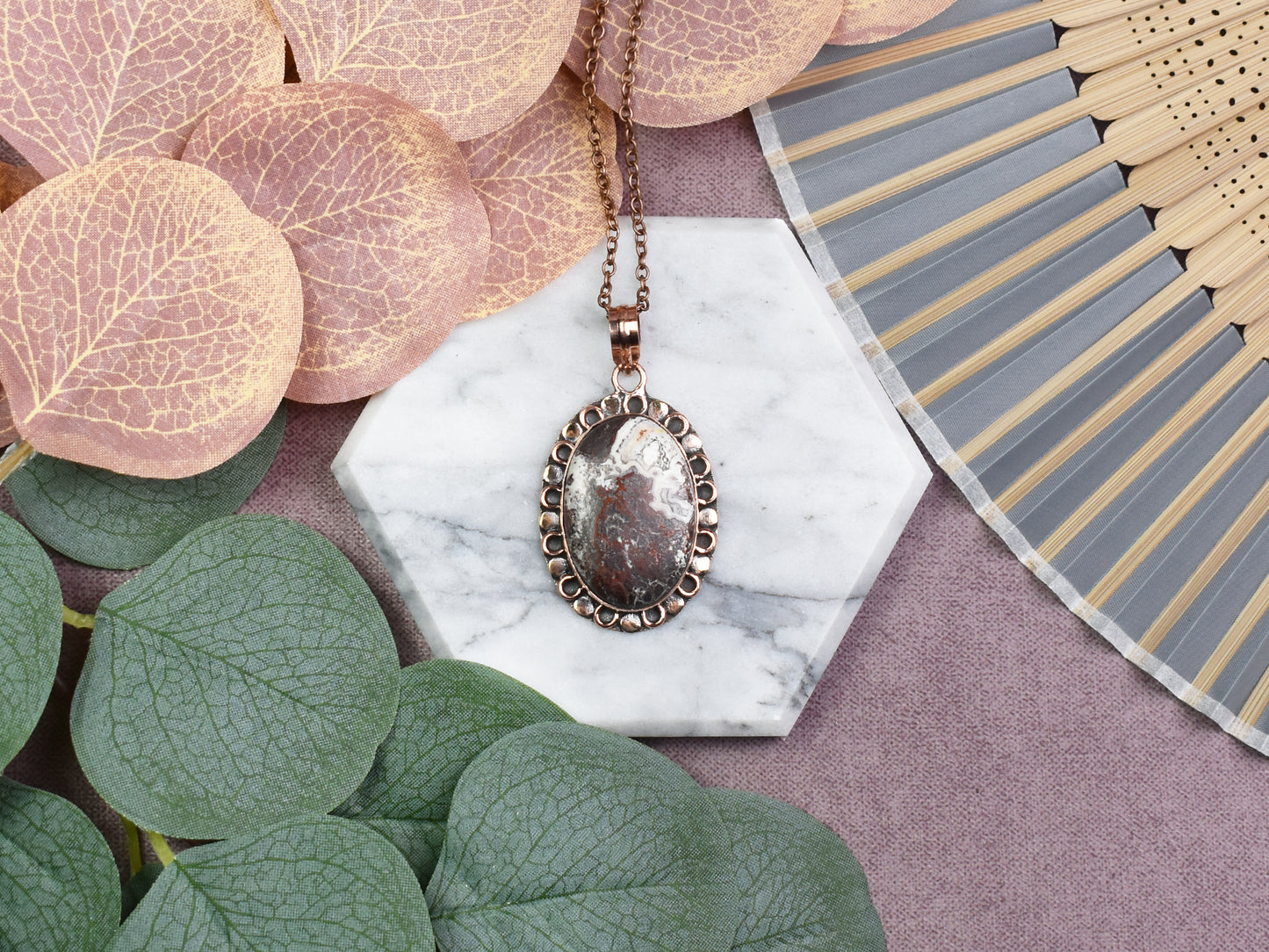 Copper Pendant with Crazy Lace Agate