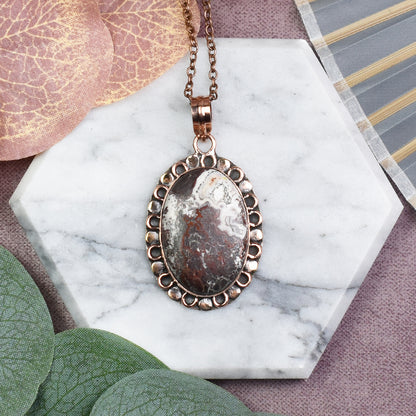 Copper Pendant with Crazy Lace Agate