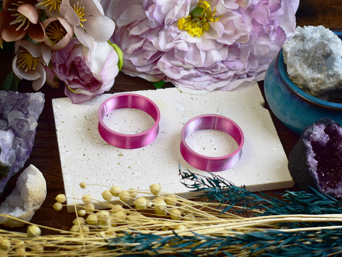 Ohr-Tunnel 10-100mm | Rosa-Silbern | 3D-Druck