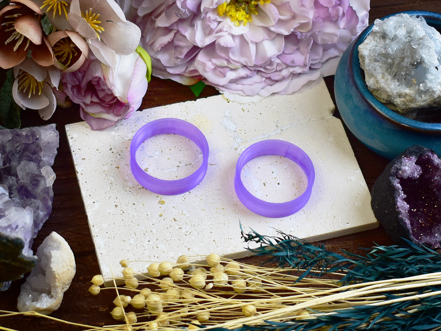 Túneles para orejas 10-100mm | Púrpura Transparente | Impresión 3D