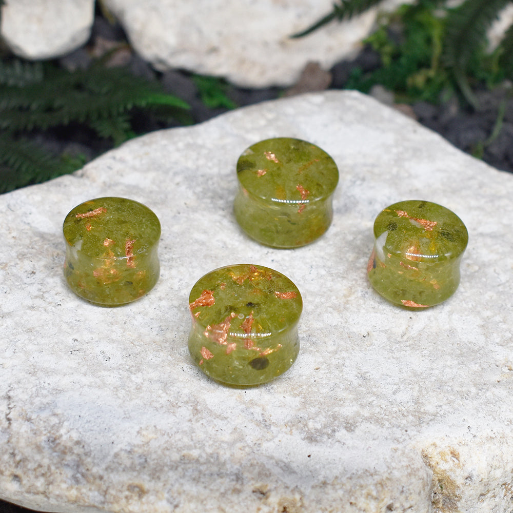 Plugi do uszu 16-18mm | Para | Epidot & Miedź Spirit Of Copper