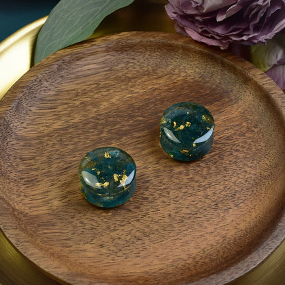 Ear Plugs 24mm | Apatite &amp; Gold | Pair