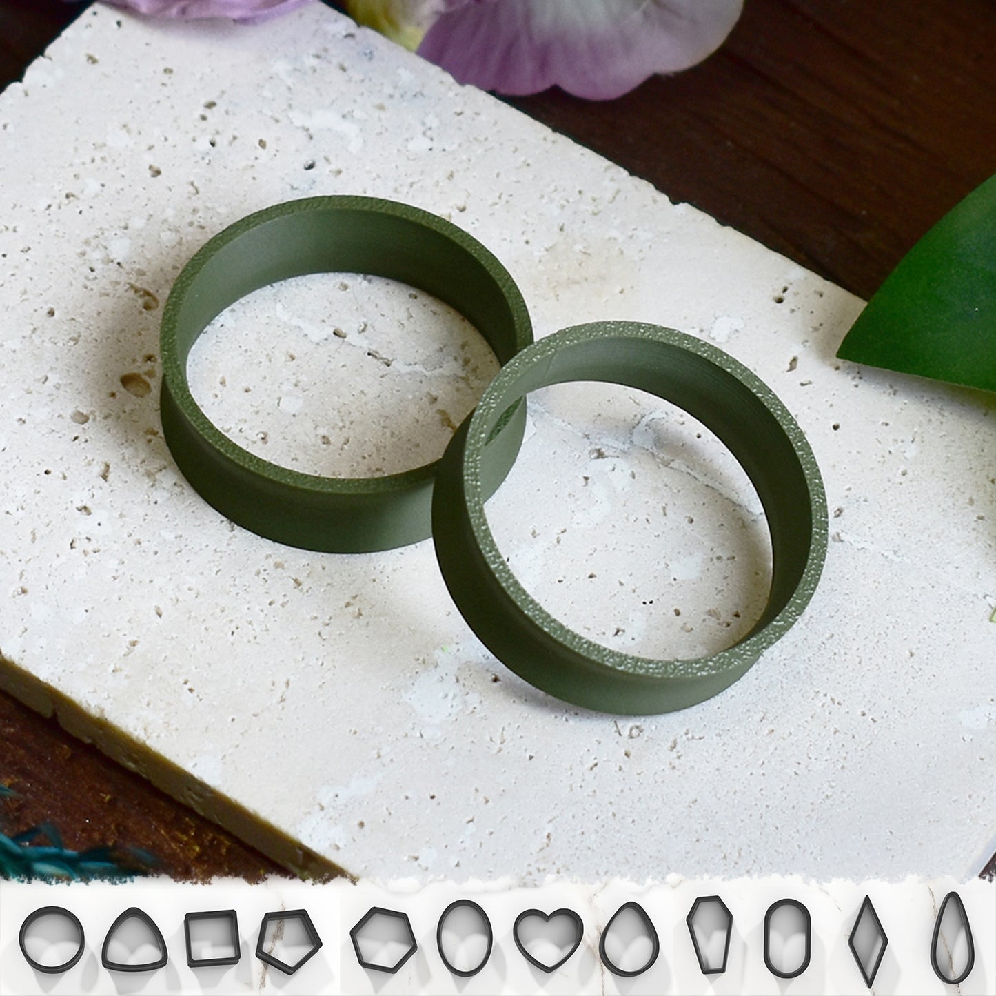 Ear tunnels 10-100mm | Dark Green | 12 Shapes