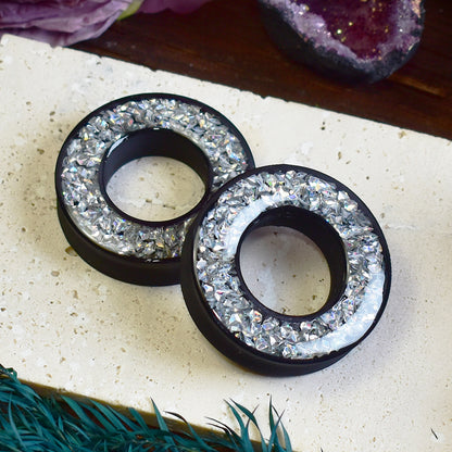 Tunele do uszu Donut 20–100 mm z Holograficznymi Diamencikami