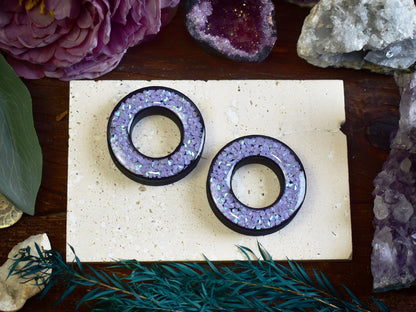 Tunele do uszu Donut 20–100 mm z Holograficznymi Diamencikami