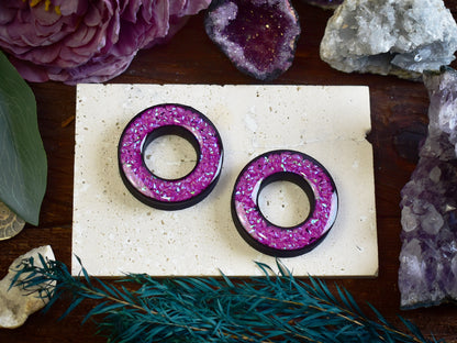 Tunele do uszu Donut 20–100 mm z Holograficznymi Diamencikami