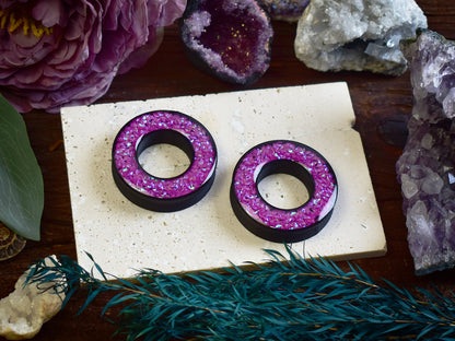 Tunele do uszu Donut 20–100 mm z Holograficznymi Diamencikami