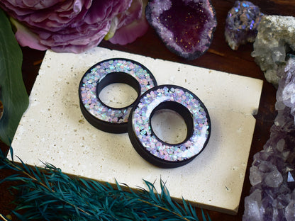 Tunele do uszu Donut 20–100 mm z Holograficznymi Diamencikami