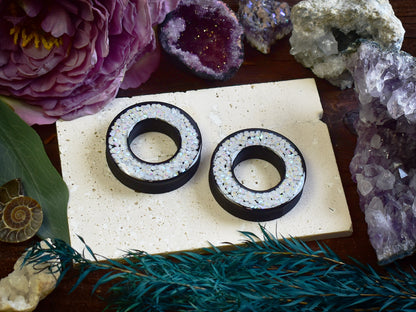 Tunele do uszu Donut 20–100 mm z Holograficznymi Diamencikami