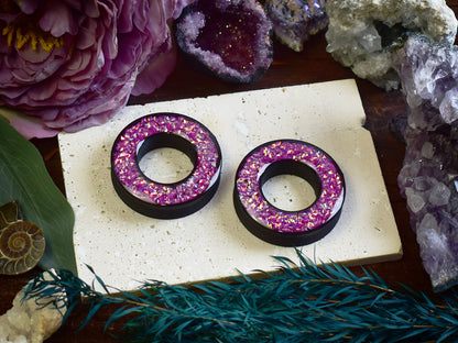 Tunele do uszu Donut 20–100 mm z Holograficznymi Diamencikami