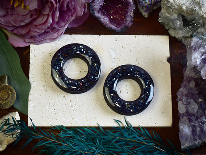 Túneles de oreja Donut 20–100mm con Purpurina Holográfica de Diamante