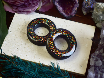 Tunele do uszu Donut 20–100 mm z Holograficznymi Diamencikami