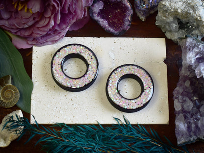 Tunele do uszu Donut 20–100 mm z Holograficznymi Diamencikami