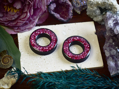 Túneles de oreja Donut 20–100mm con Purpurina Holográfica de Diamante