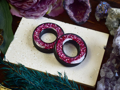 Túneles de oreja Donut 20–100mm con Purpurina Holográfica de Diamante