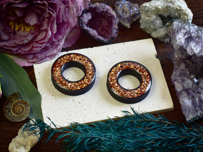 Tunele do uszu Donut 20–100 mm z Holograficznymi Diamencikami