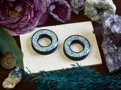 Tunele do uszu Donut 20–100 mm z Holograficznymi Diamencikami