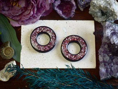 Tunele do uszu Donut 20–100 mm z Holograficznymi Diamencikami