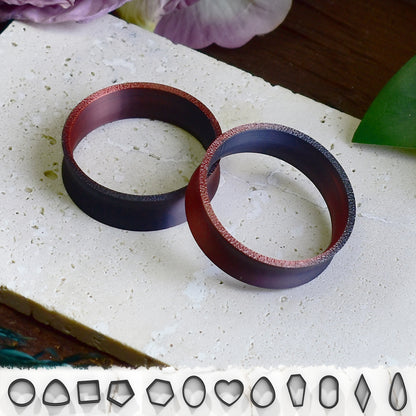 Ear tunnels 10-100mm | Black Red  | 12 Shapes