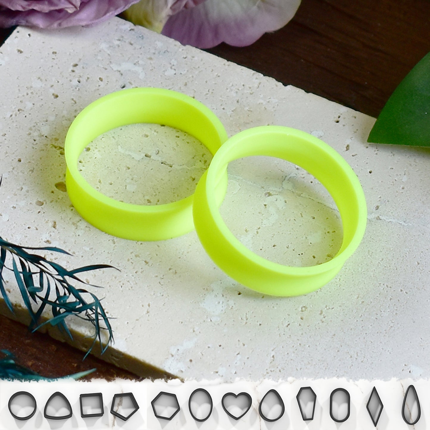 Ear tunnels 10-100mm | Neon Yellow | 12 Shapes