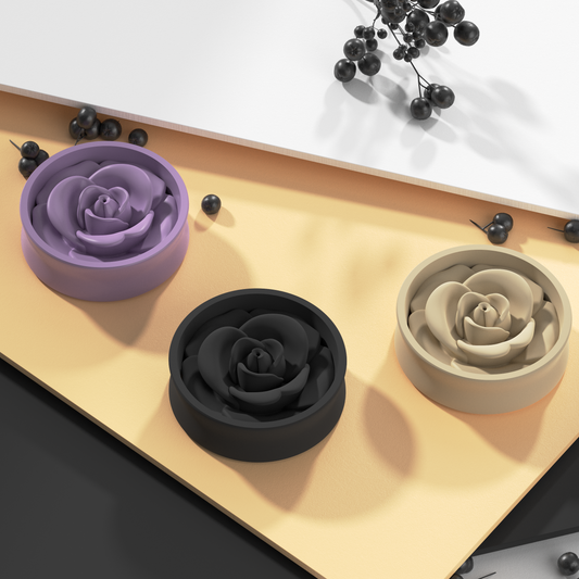 Ear Tunnels with Rose Flower | 14 Colors