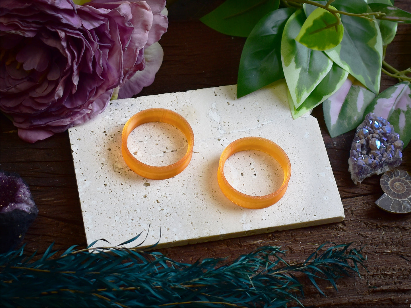 Túneles para orejas 10-100mm | Naranja Transparente