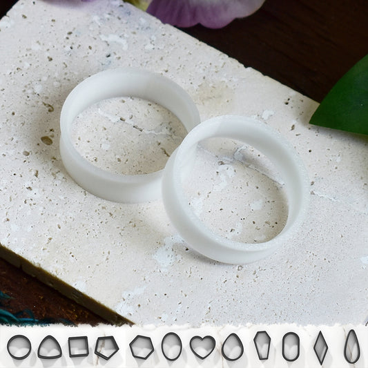 Ear tunnels 10-100mm | Transparent White | 12 Shapes