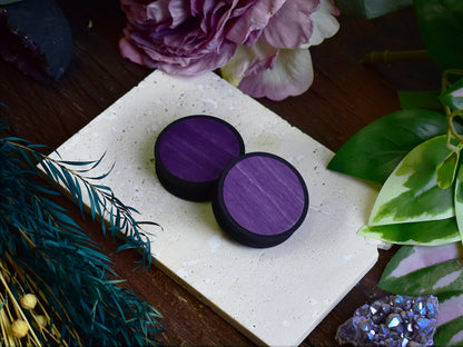 Ear Tunnels 10-100mm with Wood Inlay | Deep Purple