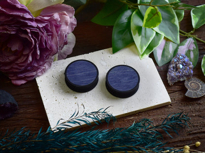 Tunele do uszu 10–100 mm z drewnem | Ciemny niebieski