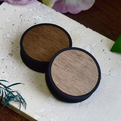 Túneles de oreja 10–100 mm con Relleno de Madera | Nogal