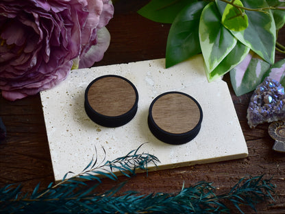 Túneles de oreja 10–100 mm con Relleno de Madera | Nogal