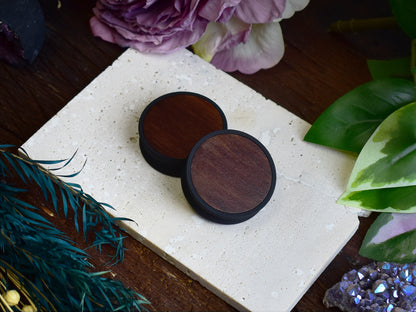 Ear Tunnels 10-100mm with Wood Inlay | Dark Walnut